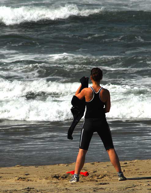 Surfing in Manhattan Beach, Tuesday, March 23, 2010