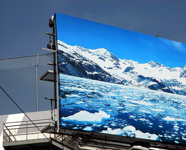 Snow billboard above the parking lot at the Ricardo Montalbán Theater, Hollywood 