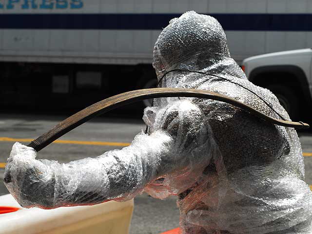 Setting up for the premiere of Clash of the Titans 3-D at Grauman's Chinese Theater on Hollywood Boulevard, Wednesday, March 31, 2010