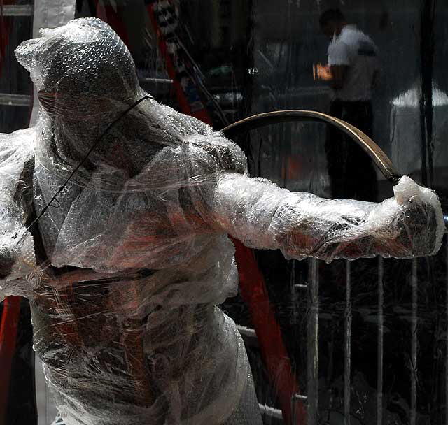 Setting up for the premiere of Clash of the Titans 3-D at Grauman's Chinese Theater on Hollywood Boulevard, Wednesday, March 31, 2010