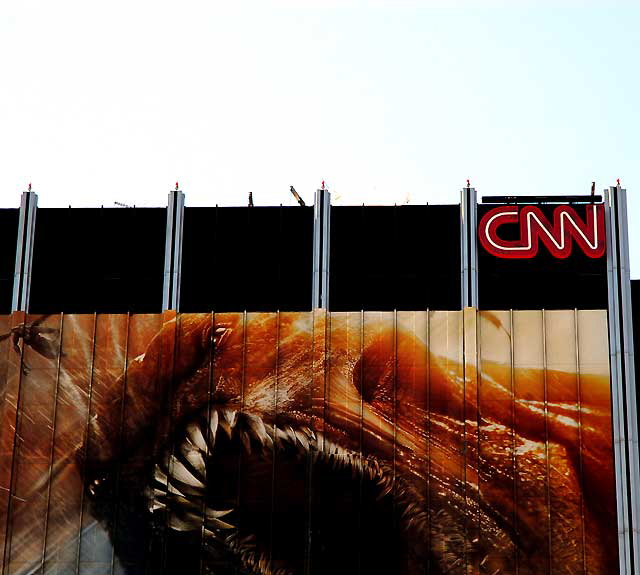 CNN Los Angeles Bureau, Cahuenga and Sunset, at Larry King Square, Hollywood - with supergraphic for Clash of the Titans 3-D