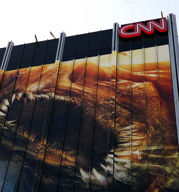 CNN Los Angeles Bureau, Cahuenga and Sunset, at Larry King Square, Hollywood - with supergraphic for Clash of the Titans 3-D