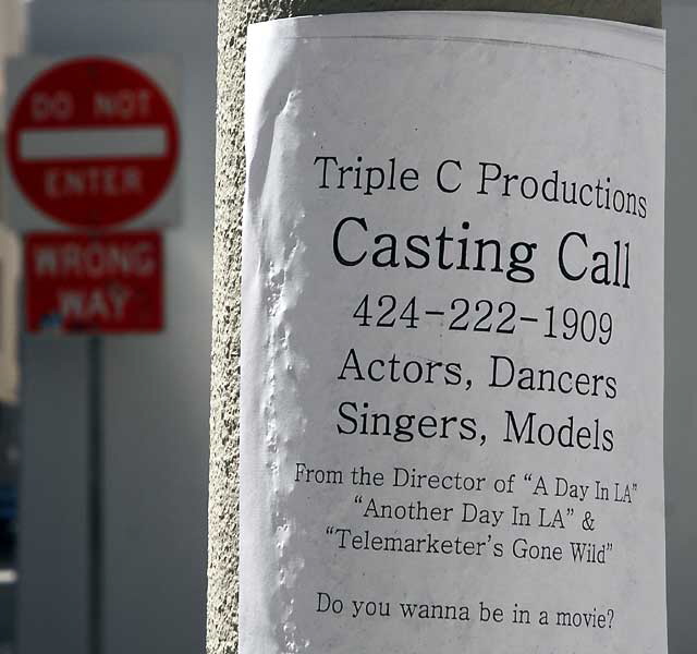 Casting Call sign, Hollywood