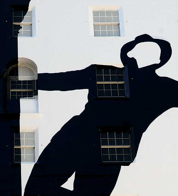 Gene Kelly and the lamppost from Singing in the Rain - supergraphic on the East Wall of the Hollywood Roosevelt Hotel advertising Turner Classic Movies' first annual Classic Movies Festival, photographed Wednesday, April 7, 2010