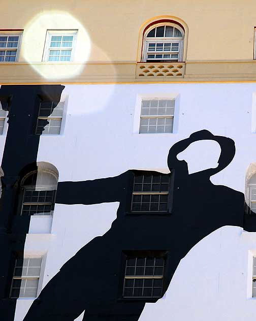 Gene Kelly and the lamppost from Singing in the Rain - supergraphic on the East Wall of the Hollywood Roosevelt Hotel advertising Turner Classic Movies' first annual Classic Movies Festival, photographed Wednesday, April 7, 2010
