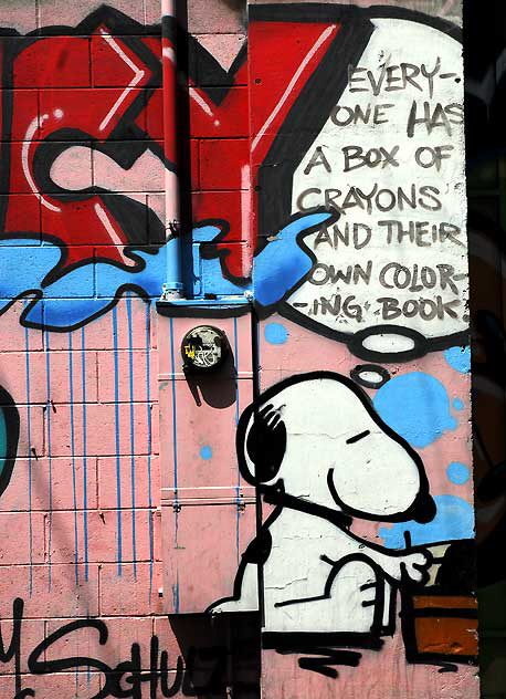 Street Art face, Gower Street near Melrose Avenue - Snoopy