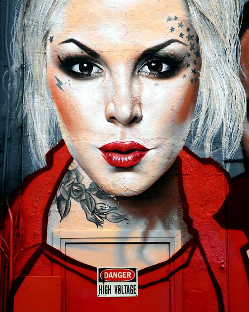 Mural behind a tattoo shop on the southwest corner of La Brea and Fountain, just south of Hollywood - Hyperrealism