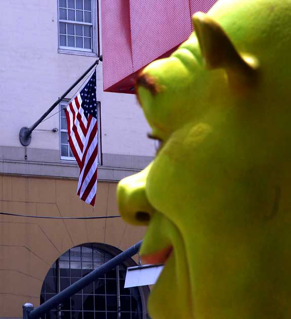 Shrek - wax figure on the sidewalk at Madame Tussaud's Wax Museum, Hollywood Boulevard
