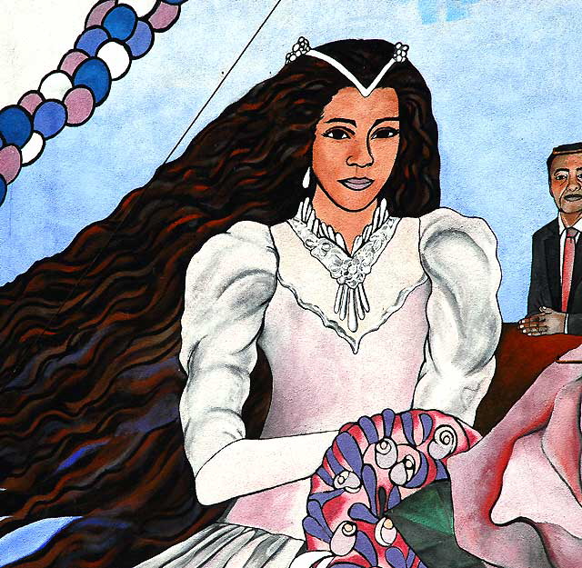 Quinceañera mural by Theresa Powers, assisted by Carolina Flores - Lemoyne Street and Sunset Boulevard, in Echo Park. Los Angeles
