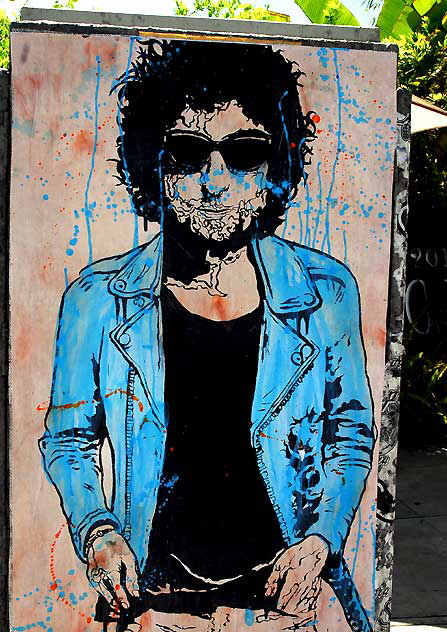 Stylized Bob Dylan, utility box at La Brea and Second Street