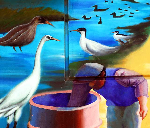 Detail of Endangered Species by Emily Winters (1990), mural on Wave Crest Avenue, Venice Beach