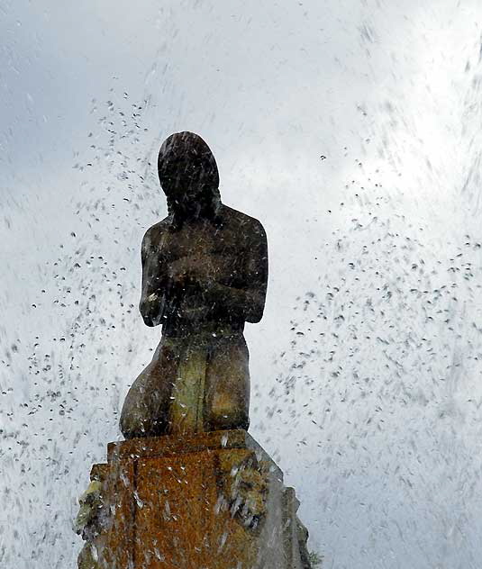 The Electric Fountain - from 1931 - on the corner of Wilshire and Santa Monica Boulevards. The plaza and fountain re the work of the architect Ralph Carlin Flewelling and the sculpture is by Robert Merrell Gage.