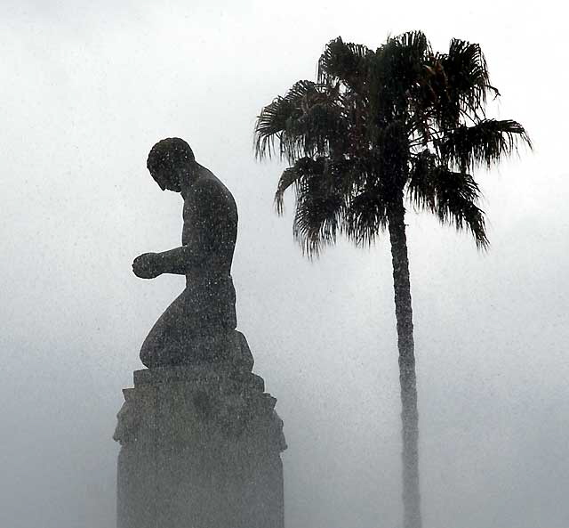 The Electric Fountain - from 1931 - on the corner of Wilshire and Santa Monica Boulevards. The plaza and fountain re the work of the architect Ralph Carlin Flewelling and the sculpture is by Robert Merrell Gage.