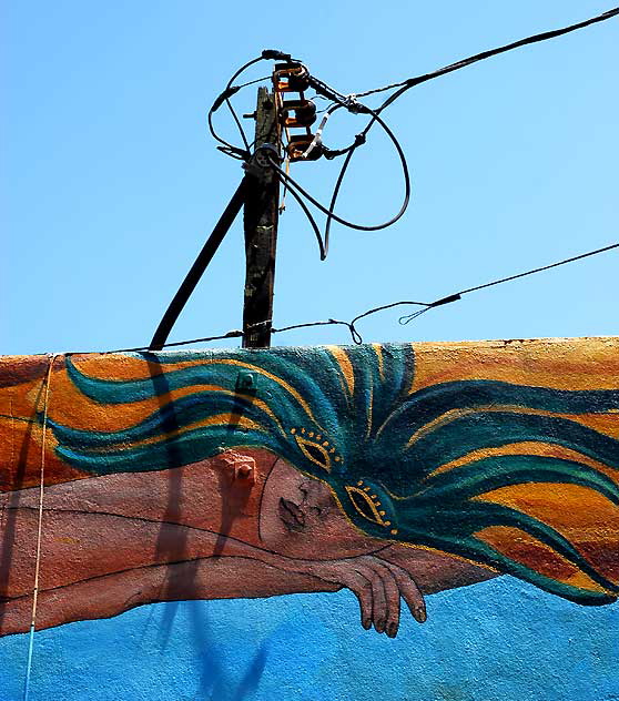 Detail of the 1991 mural by Annie Sperling, A Mural Dedicated to Peace ("Silver Lake Mi Amor") on the southwest corner of Sunset and Hyperion - as of Thursday, May 20, 2010