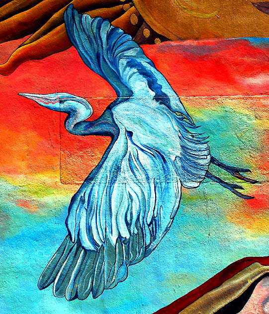 Detail of the 1991 mural by Annie Sperling, A Mural Dedicated to Peace ("Silver Lake Mi Amor") on the southwest corner of Sunset and Hyperion - as of Thursday, May 20, 2010