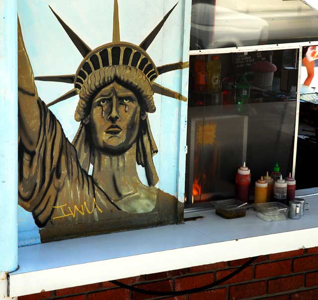 Weeping Statue of Liberty - lunch counter at the base of the Santa Monica Pier