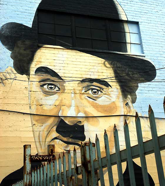 Charlie Chaplin mural in the alley behind the Stella Adler Theater, Hollywood