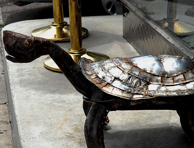 Metal turtle at "Off the Wall" on Melrose Avenue