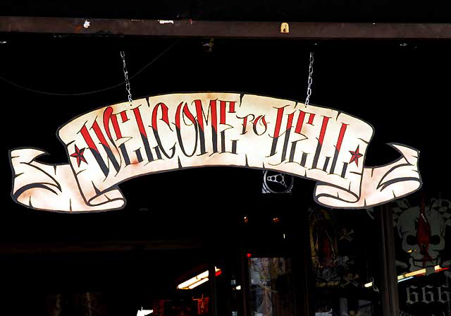 Welcome to Hell - tattoo shop on Hollywood Boulevard