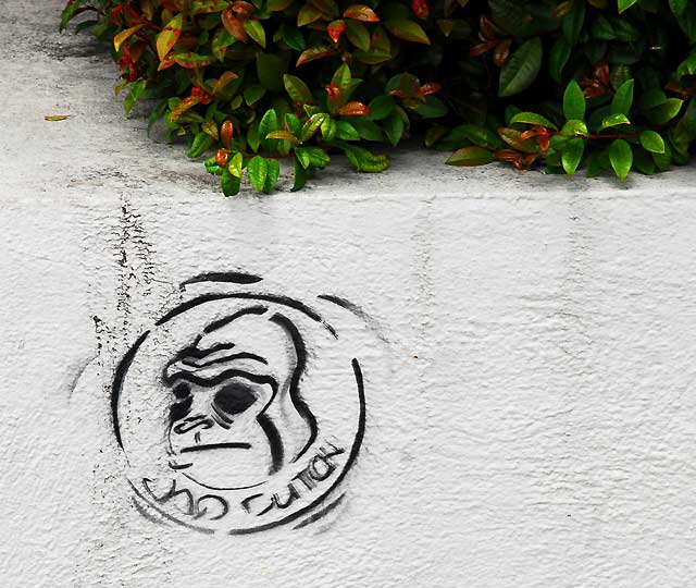 Ape stencil on white wall, Melrose Avenue
