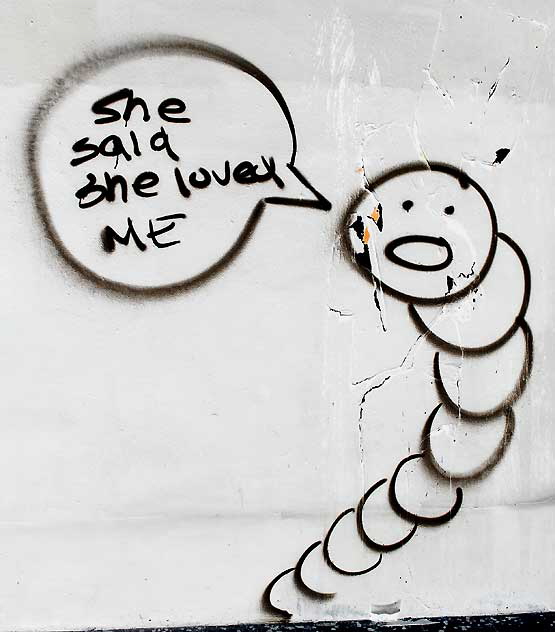 "She said she loved me" - graphic on Melrose Avenue (negative print)