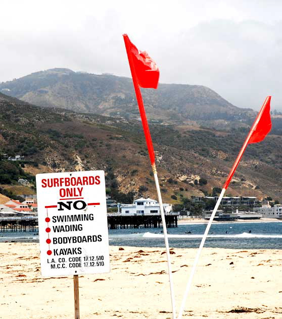 Rip Tide flags, Surfrider Beach, Malibu