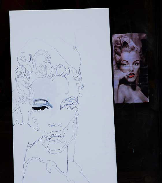 Work in progress on Hollywood Boulevard - Marilyn Monroe painting 