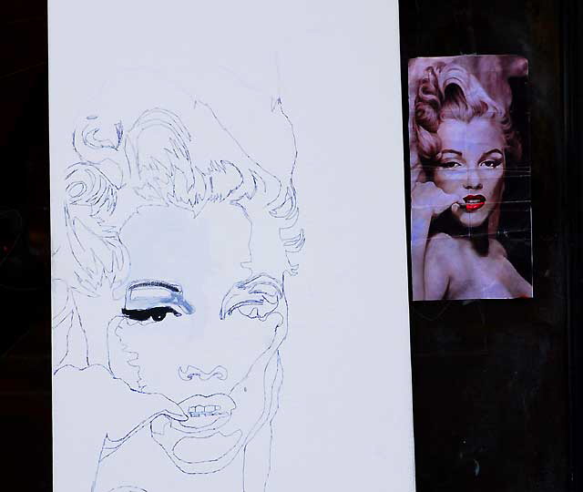 Work in progress on Hollywood Boulevard - Marilyn Monroe painting 