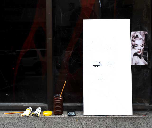 Work in progress on Hollywood Boulevard - Marilyn Monroe painting 