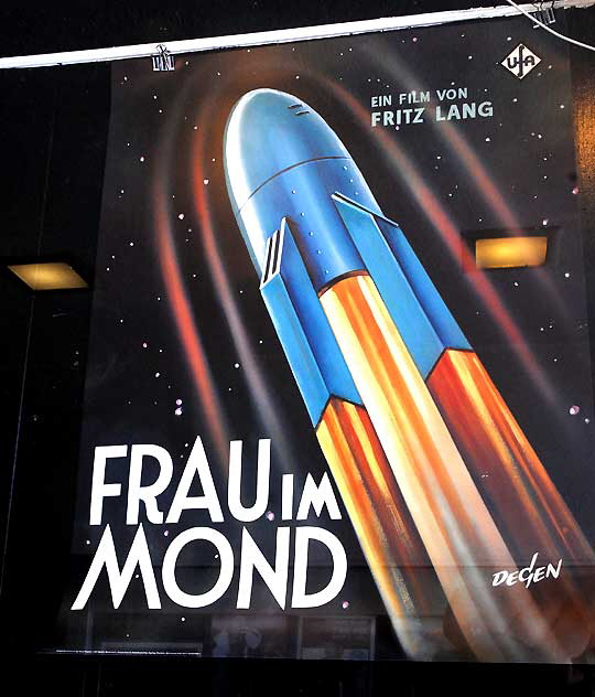 Fritz Lang's Frau im Mond (1929) - poster in window of Hollywood bookstore