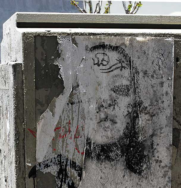 Blurred face on utility box - La Brea north of Wilshire 