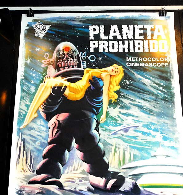 Spanish language poster for Forbidden Planet - window of Larry Edmunds Books, Hollywood Boulevard