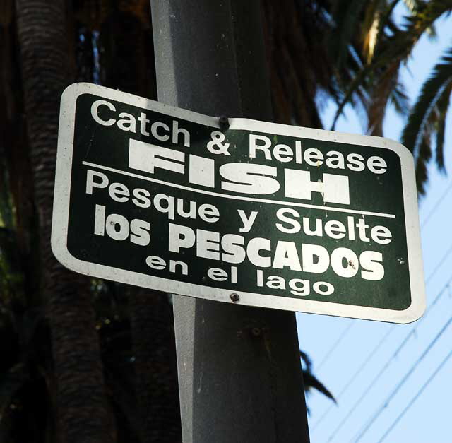 Catch and Release sign, Echo Park Lake