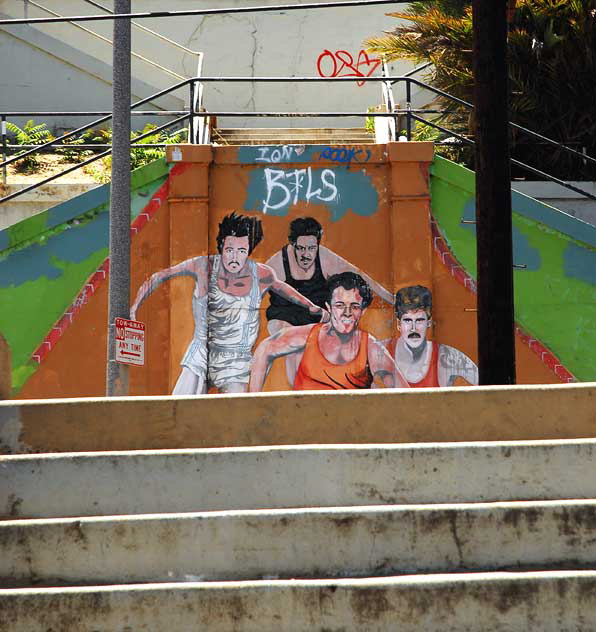 Runners mural by Ruben Soto on the west side of Echo Park Lake, photographed on Wednesday, June 23, 2010