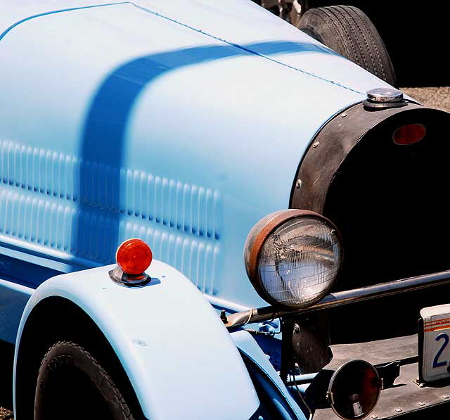 Blue Bugatti Type-35 replica parked on Hollywood Boulevard at Virgil, Monday, June 7, 2010