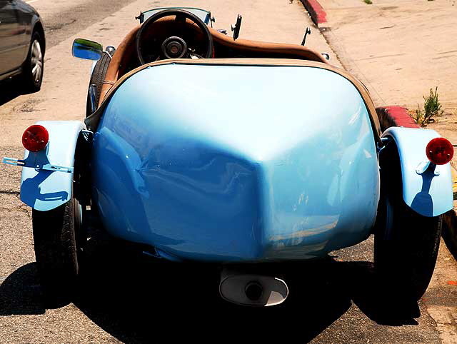 Blue Bugatti Type-35 replica parked on Hollywood Boulevard at Virgil, Monday, June 7, 2010