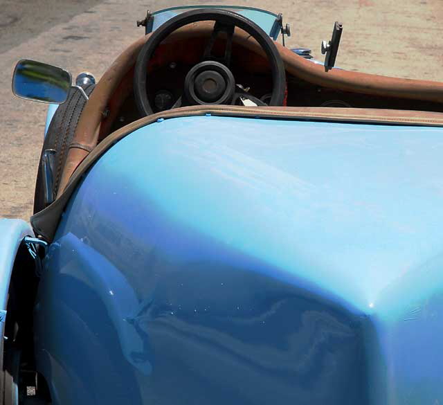 Blue Bugatti Type-35 replica parked on Hollywood Boulevard at Virgil, Monday, June 7, 2010