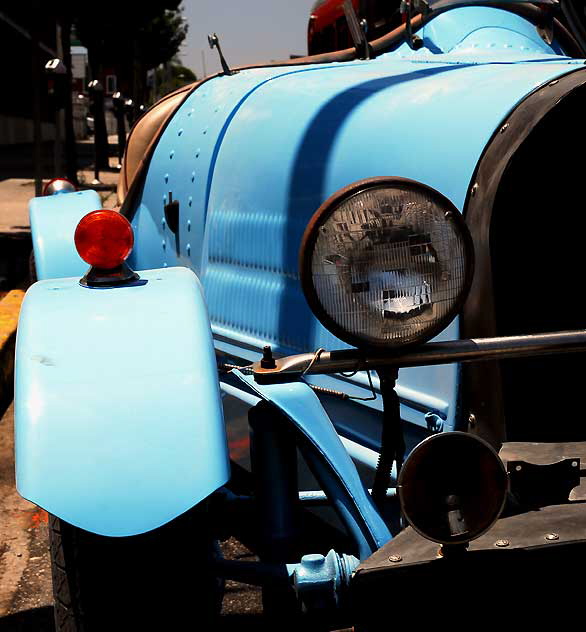 Blue Bugatti Type-35 replica parked on Hollywood Boulevard at Virgil, Monday, June 7, 2010