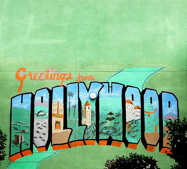 Greetings from Hollywood - mural at Selma Avenue arts magnet school, Hollywood