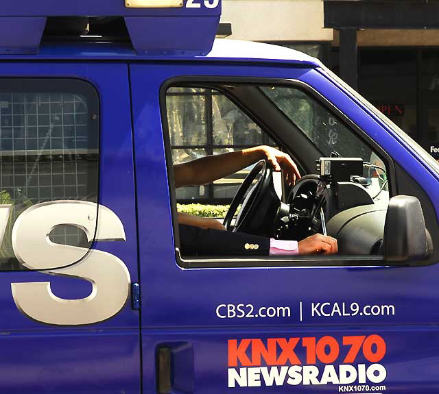 News van on Sunset Boulevard, Hollywood