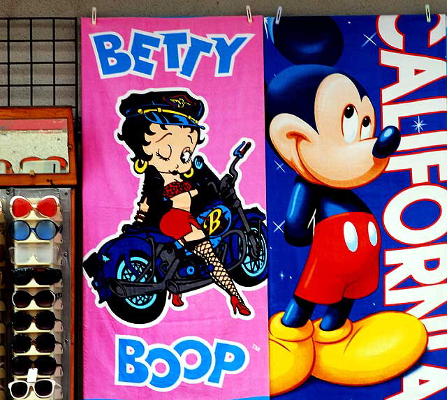 Beach Towels - Betty Boop and Mickey Mouse - Ocean Front Walk, Venice Beach