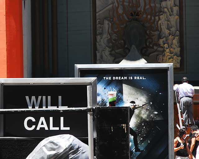 Setting up for the premiere of the film "Inception" at Grauman's Chinese Theater on Hollywood Boulevard, Tuesday, July 13, 2010