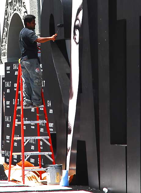 Preparations for the premier of "Salt" at the Chinese Theater on Hollywood Boulevard, Monday, July 19, 2010