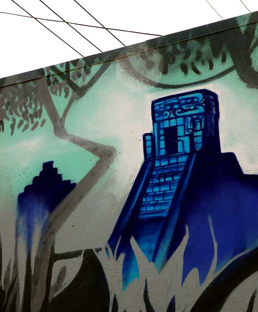 Mural in alley behind Melrose Avenue: Mayan Scene