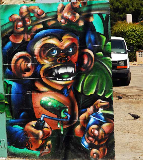 Mural in alley behind Melrose Avenue: Graffiti Monkey