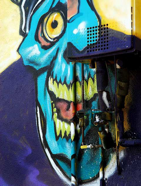 Mural in alley behind Melrose Avenue: Skull