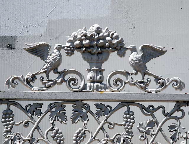 Grape Birds - wrought iron fence, Wilshire Boulevard