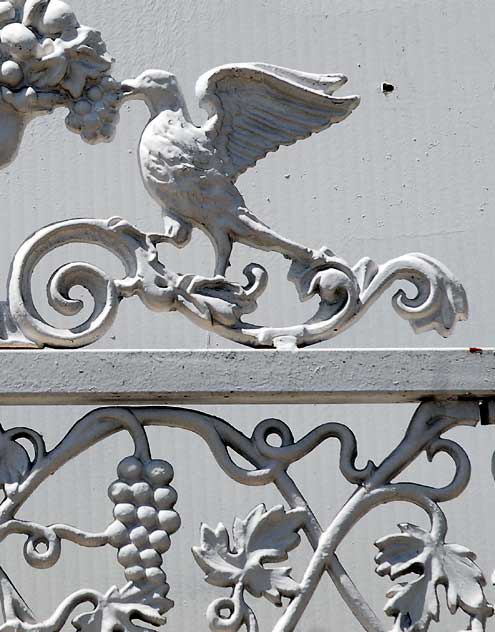 Grape Bird - wrought iron fence, Wilshire Boulevard