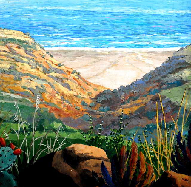 Clearwater Mural of the Palisades - Terri Bromberg, 1999 and 2004 - near the corner of Swarthmore Avenue and Antioch Street in Pacific Palisades