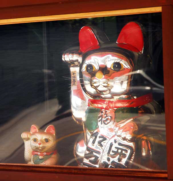Cat figures in the window of a Thai restaurant - 5500 block of Hollywood Boulevard 